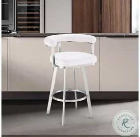 Nolagam White Swivel Bar Stool