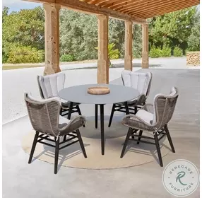 Sydney Dark Eucalyptus And Gray Outdoor Patio Round Dining Table
