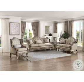 Fiorella Taupe Faux Silk Loveseat
