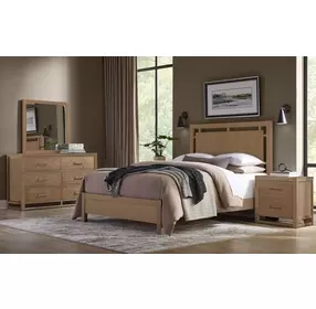Lodge and Loft Blond Oak King Floating Panel Bed