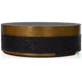 Alma Brushed Antique Brass And Black Cocktail Table