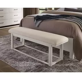 Lodge and Loft Ivory Performance Fabric Upholstered Bed Bench