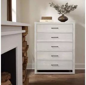 Lodge and Loft Soft White 5 Drawer Chest