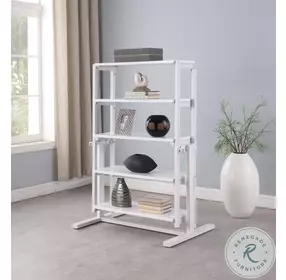 8473 Gloss White Bookshelf Convertible Dining Table