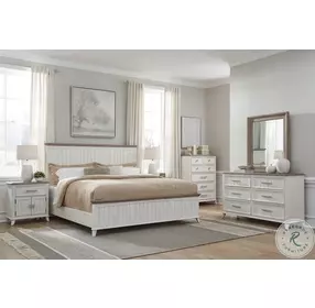 Beach Comber Weathered White And Sand Top King Panel Bed