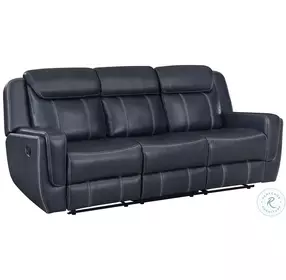 Littleton Blue Double Reclining Living Room Set with Drop Down Table