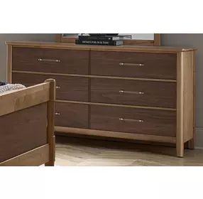 Nordhaven Clear Maple and Nordic Walnut 6 Drawer Dresser