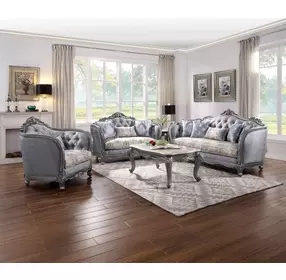 Ariadne Gray and Platinum Rectangular Marble Top End Table