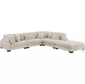 Traverse Beige 5 Piece L Shape Modular Sectional with Ottoman