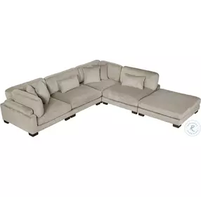 Traverse Taupe 5 Piece L Shape Modular Sectional with Ottoman