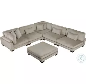 Traverse Taupe 6 Piece L Shape Modular Sectional with Ottoman