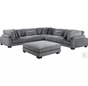 Traverse Gray 6 Piece L Shape Modular Sectional with Ottoman