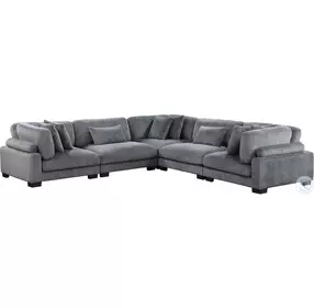 Traverse Gray 5 Piece Corduroy Modular Sectional