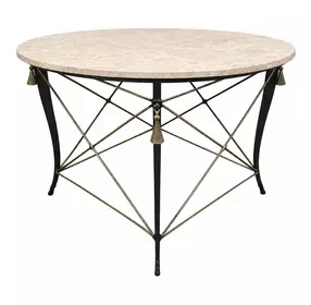 Belvedere Beige and Gray 44" Round Stone Top Center Table