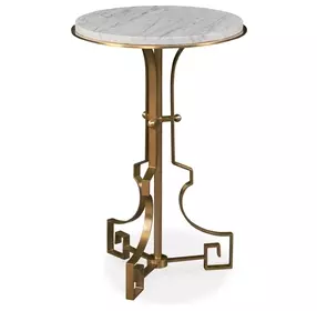 Ferrin White and Gold Marble Top Round Accent Table