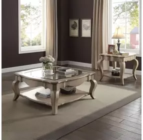 Chelmsford Antique Taupe Square Glass Top Cocktail Table