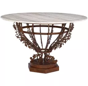 Venetian Cream and Brown 50" Round Center Dining Table