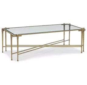 Iron Transparent and Gold Rectangular Glass Top Coffee Table