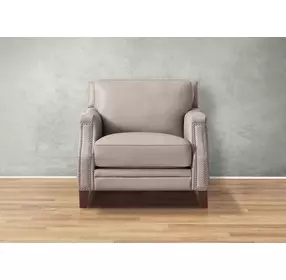 Camden Stone Leather Upholstered Accent Chair with Nailhead Trim
