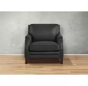Camden Black Leather Upholstered Accent Chair with Nailhead Trim
