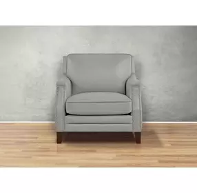Camden Silver Leather Upholstered Accent Chair with Nailhead Trim