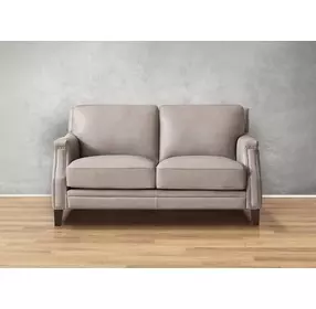 Camden Stone Leather 61" Loveseat with Nailhead Trim