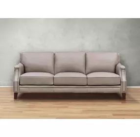 Camden Stone Leather 87" Sofa with Nailhead Trim