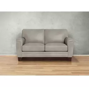 Sherwyn Stone Leather 64" Loveseat with Nailhead Trim
