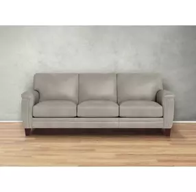 Sherwyn Stone Leather 89" Sofa with Nailhead Trim