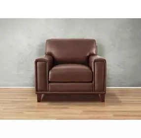 Halwyn Pecan Leather Upholstered Accent Chair