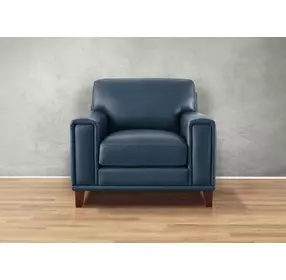 Halwyn Navy Leather Upholstered Accent Chair