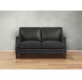 Camden Black Leather 61" Loveseat with Nailhead Trim