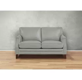 Camden Silver Leather 61" Loveseat with Nailhead Trim