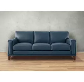 Halwyn Navy Leather 89" Sofa