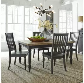 Harvest Home Chalkboard and Brown 5 Piece Extendable Rectangular Dining Set