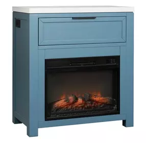 Fireside Consoles Indigo and White Sintered Stone Top Fireside Console with USB Charging