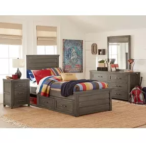 Bunkhouse Aged Barnwood Twin Panel Bed