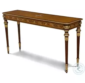 Finneas Myrtle Burl And Gold Gilt Console Table
