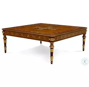 Finneas Myrtle Burl And Gold Gilt Square Cocktail Table