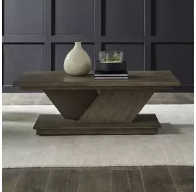 Aspen Sky Weathered Saddle Brown Rectangular Cocktail Table