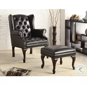 Roberts Black And Espresso Accent Chair with Ottoman