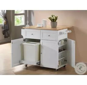 Jalen Natural Brown And White Kitchen Cart