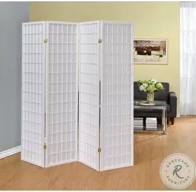 902626 White 4 Panel Folding Screen