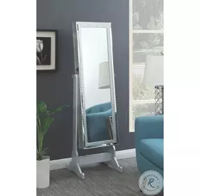 Elle Silver Crytal Trim Jewelry Cheval Mirror