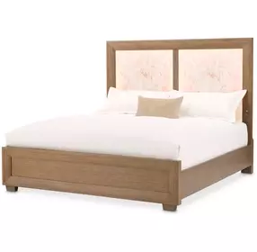 Portrait Sienna Brown Queen Panel Bed with LED and USB Charging