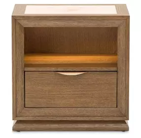 Portrait Sienna Brown 1 Drawer Nightstand with LED