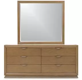 Portrait Sienna Brown 6 Drawer Dresser with LED and Rectangular Mirror