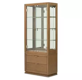 Portrait Sienna Brown 2 Door Display Cabinet with LED