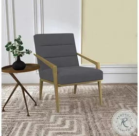 Kirra Dark Gray Velvet Metal Arm Accent Chair