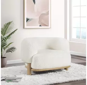 Lawler Ivory Boucle Barrel Back Accent Chair